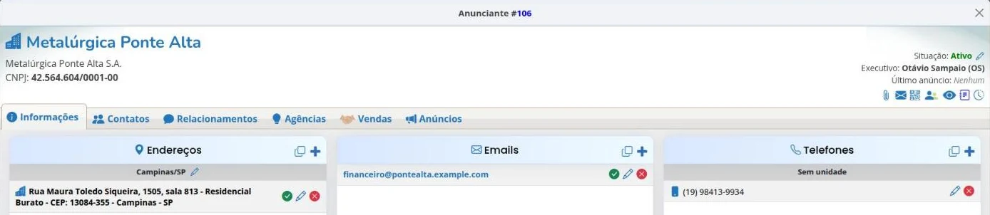 Cadastro do anunciante