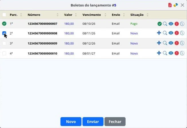 Boletos de uma receita