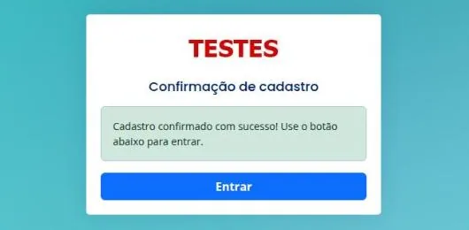 Cadastro confirmado