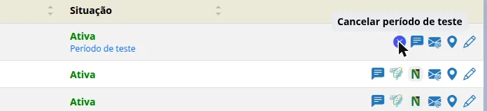 Período de teste na lista de assinaturas