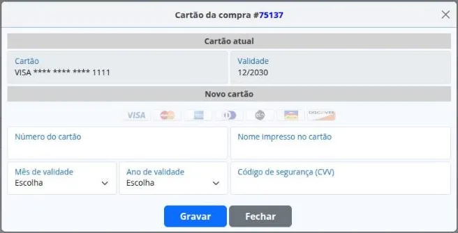 Troca do cartão da cobrança recorrente
