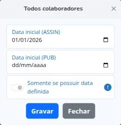 Data inicial em lote