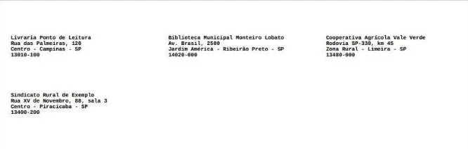 PDF das etiquetas