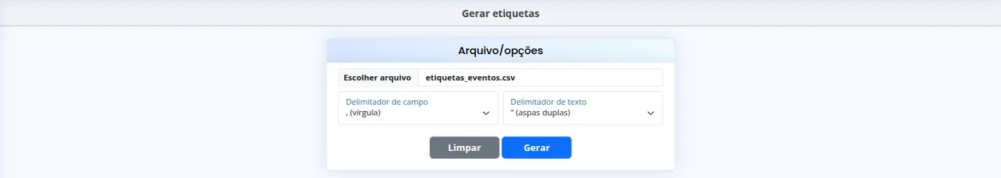 Gerar etiquetas avulsas