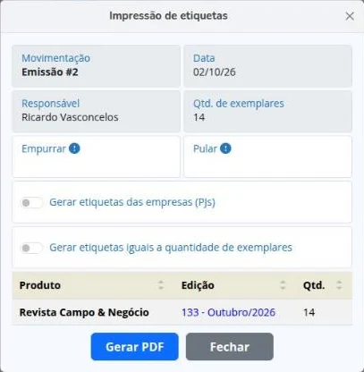 Impressão de etiquetas