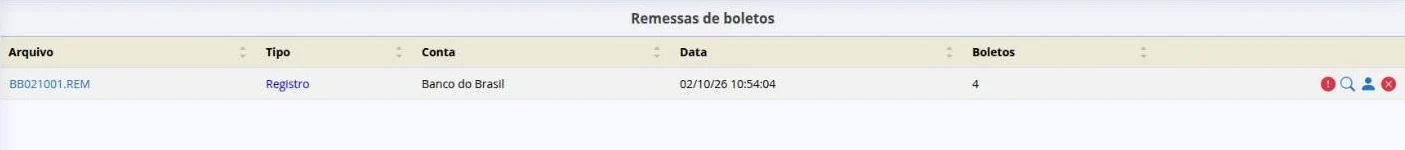 Remessas geradas