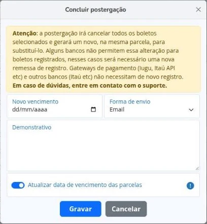 Concluir postergação