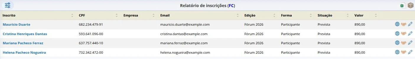 Inscrições do Fórum 2026