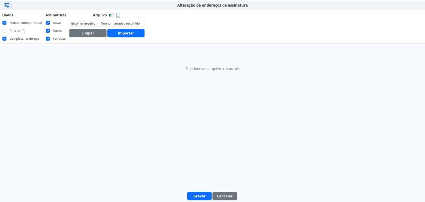 Alteração Endeços em Lote