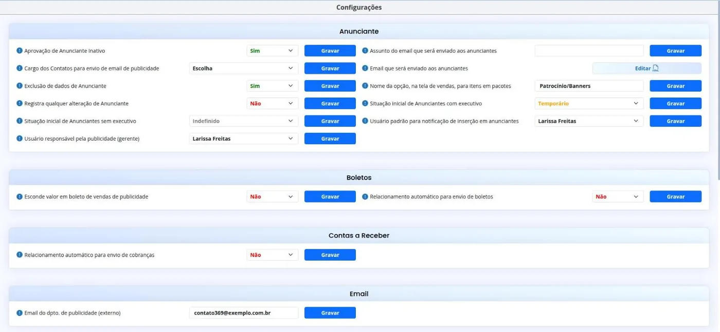 Configurações